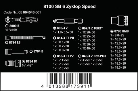 ZESTAW KLUCZY NASADOWYCH 3/8'' ZYLKOP, 29 CZ.