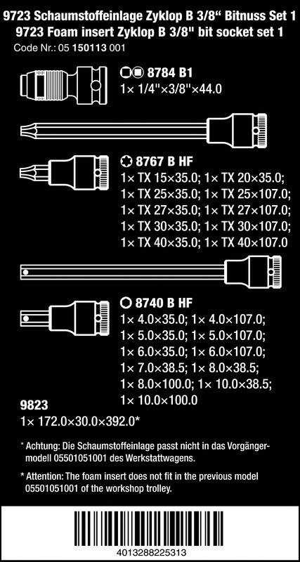 WKŁADKA PIANKOWA ZYKLOP 3/8''B, SET 1, 22CZ.