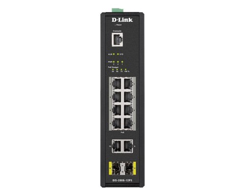 D-Link DIS-200G-12PS łącza sieciowe Zarządzany L2 Gigabit Ethernet (10/100/1000) Obsługa PoE Czarny