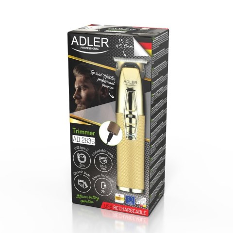 Adler AD 2836G trymer do brody Bateria 4 6 mm Złoto