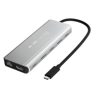 Stacja dokująca j5create USB4 8K Multi-Port Hub 1x8K HDMI/2xUSB3.2/2xUSB-C/RJ45 2.5G srebrna JCD403-N