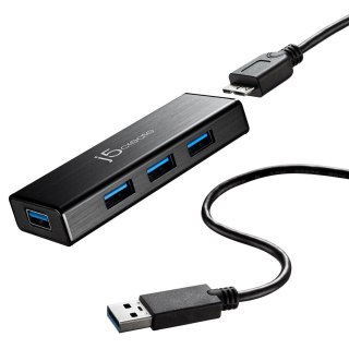 Hub j5create USB 3.0 4-PORT Mini Hub 4xUSB 3.0; kolor czarny JUH340-N