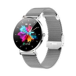 Smartwatch zegarek damski męski Manta Alexa srebrny + czarny pasek