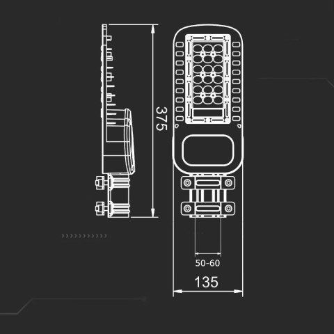 Oprawa Uliczna LED V-TAC SAMSUNG CHIP 30W Soczewki 110st 135Lm/W VT-34ST-N 4000K 4050lm