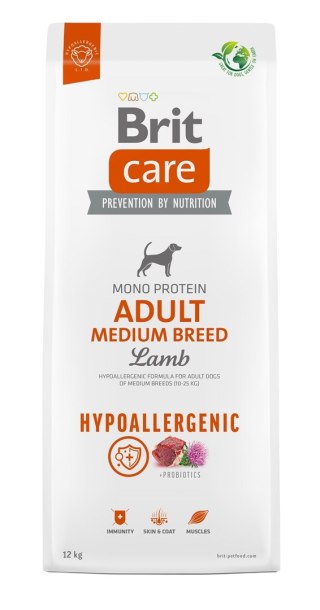 BRIT Care Hypoallergenic Adult Medium Breed Lamb - sucha karma dla psa - 12 kg + 2 kg