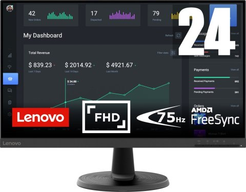 Lenovo D24-40 23.8" FHD 7ms 70Hz 250nits Raven Black